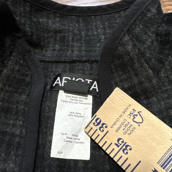 Arista Women’s Equestrian Riding Vest Black Gray Plaid Wool Size M Buckle - Picture 8 of 9